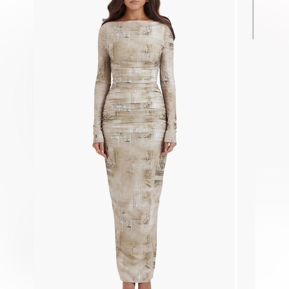 House of CB Lanetta Pale Sage Print Maxi Dress NWT Sizes - S & M
